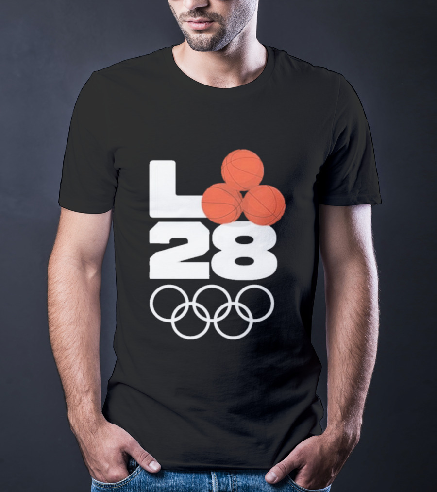 LA28 Basketball Olympic Rings NBA All Star Mitchell Ness Los Angeles T-Shirt