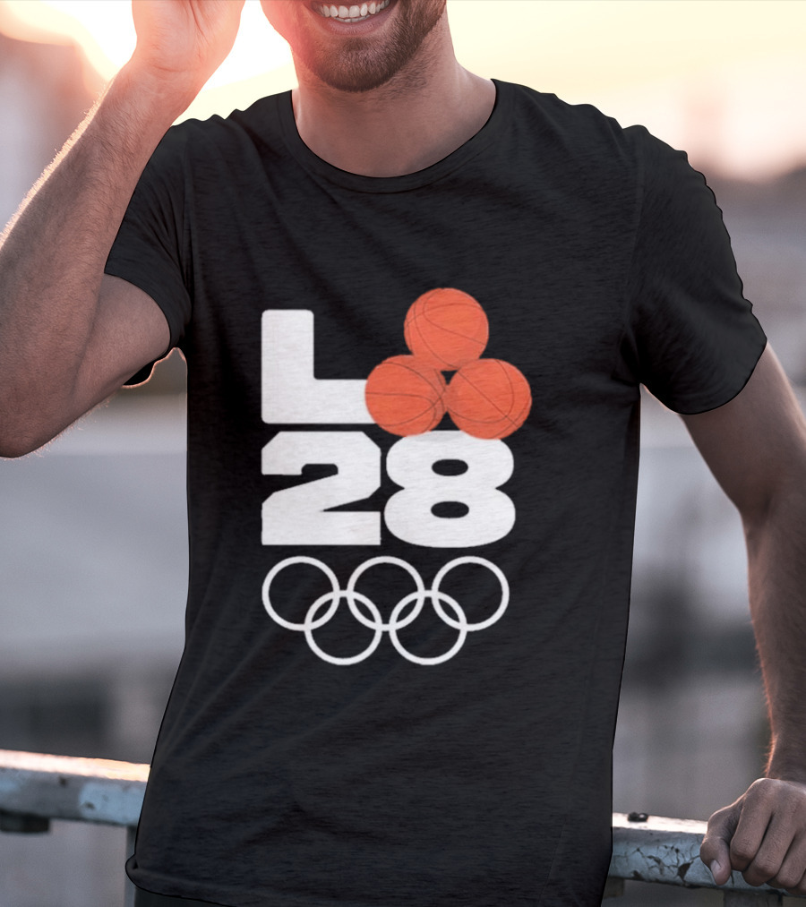 LA28 Basketball Olympic Rings NBA All Star Mitchell Ness Los Angeles T-Shirt