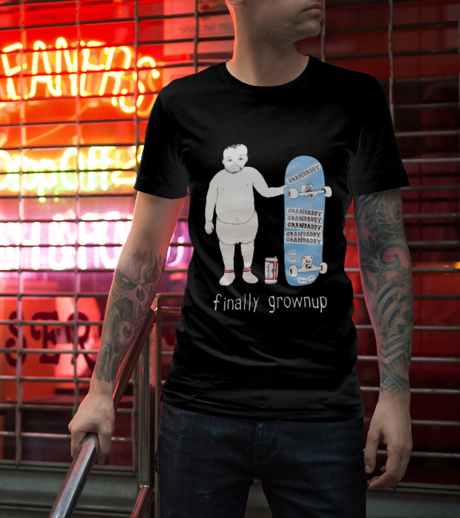 Finally Grownup Granddaddy Skateboard Beer Can T-Shirt