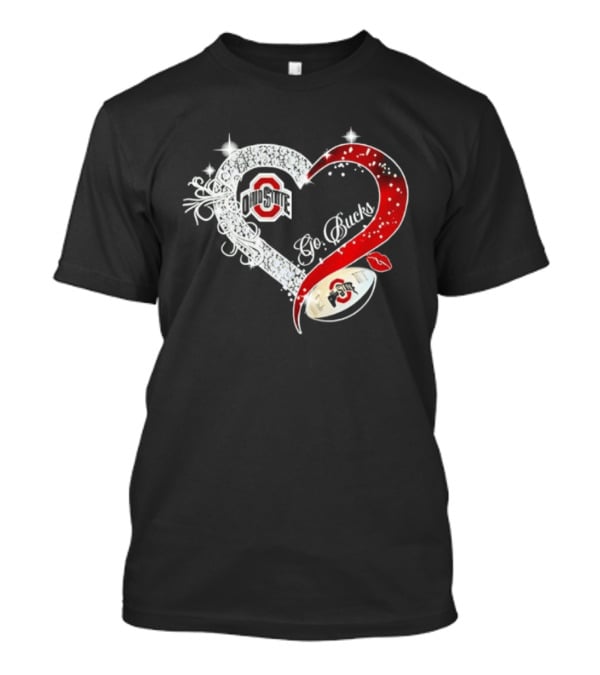 Ohio State Buckeyes Go Bucks Heart Shaped Iconic Red And White T-Shirt