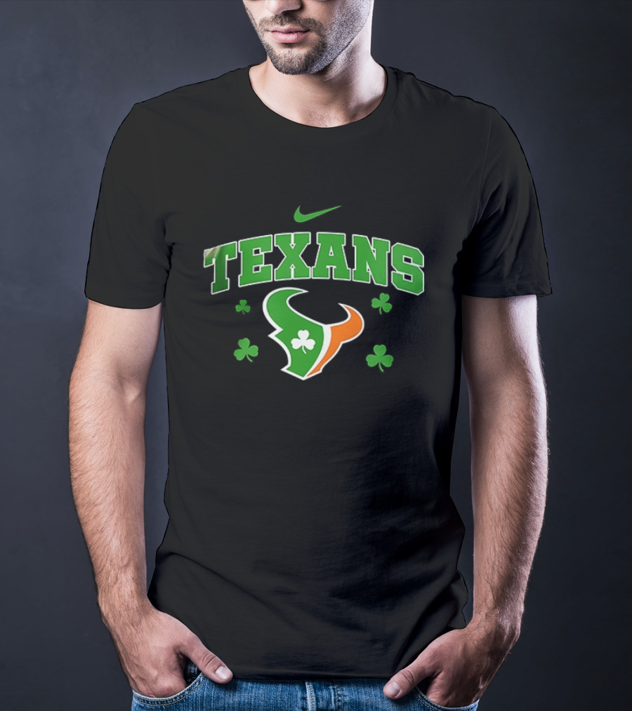 Houston Texans Irish Clover St. Patrick's Green Nike Fan Gear T-Shirt