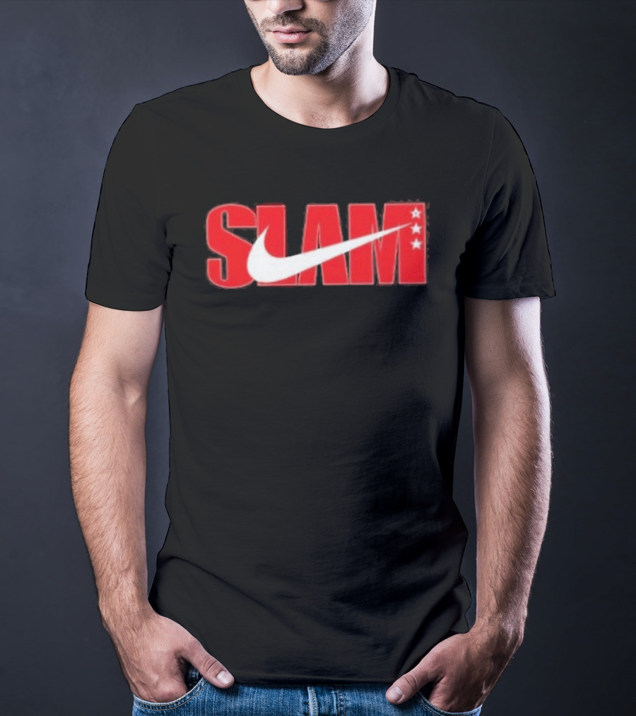 SLAM Nike Red White Collaboration Swoosh Stars T-Shirt