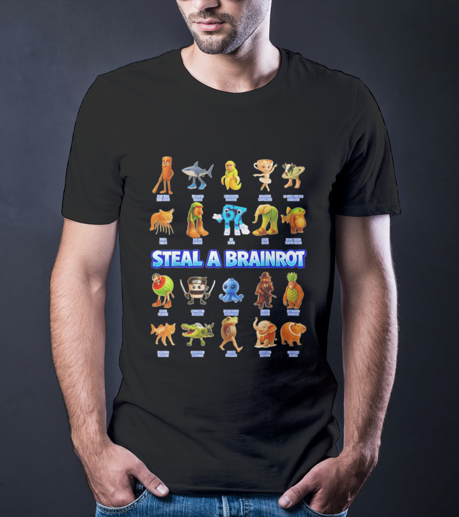 Steal A Brainrot Italian Ironic Surrealist Meme Collection Featuring Unique Characters T-Shirt