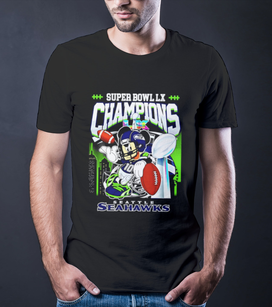 Super Bowl XLVIII Champions Mickey Mouse Seattle Seahawks T-Shirt