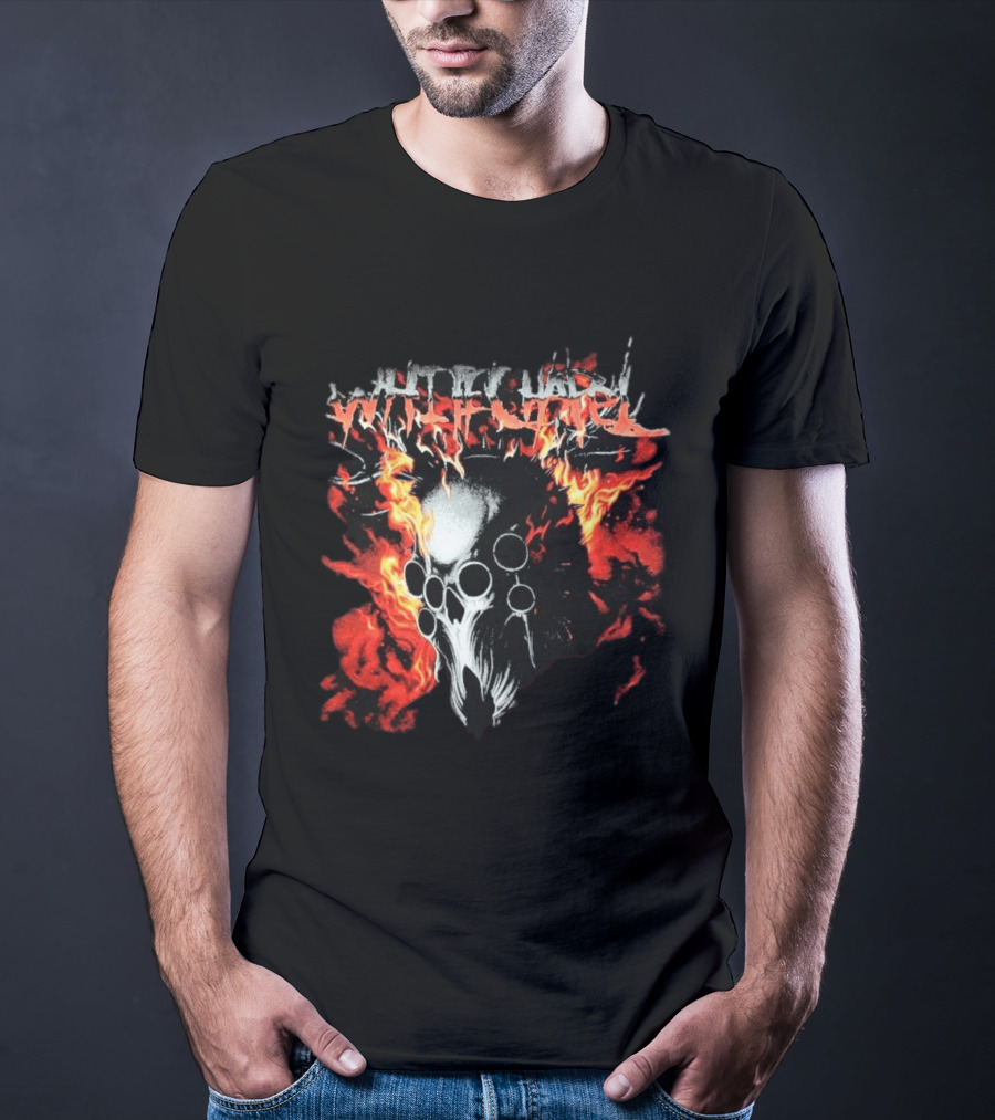 Whitechapel Inferno Skull Flames Grunge T-Shirt