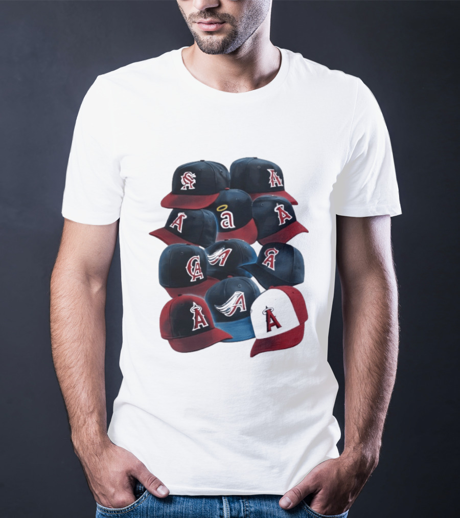 Stacked A Cap Collection With Angelic Halo And Stylized Wings T-Shirt