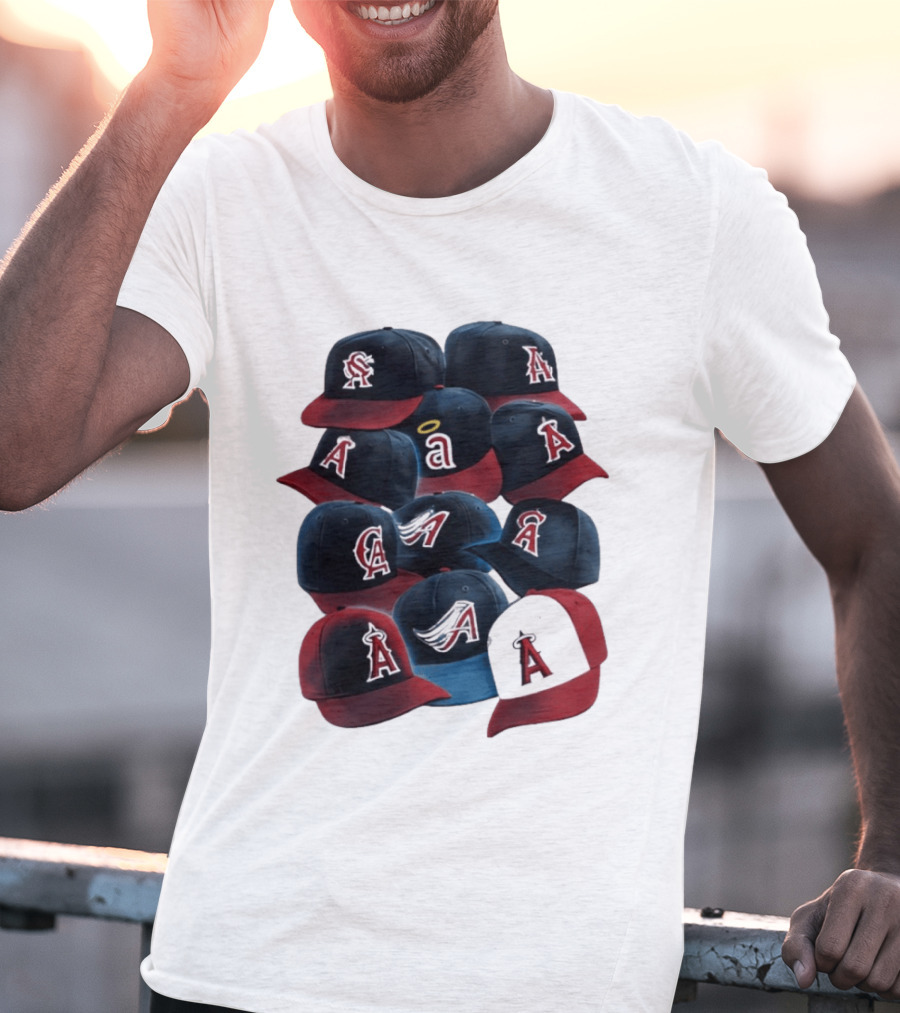 Stacked A Cap Collection With Angelic Halo And Stylized Wings T-Shirt
