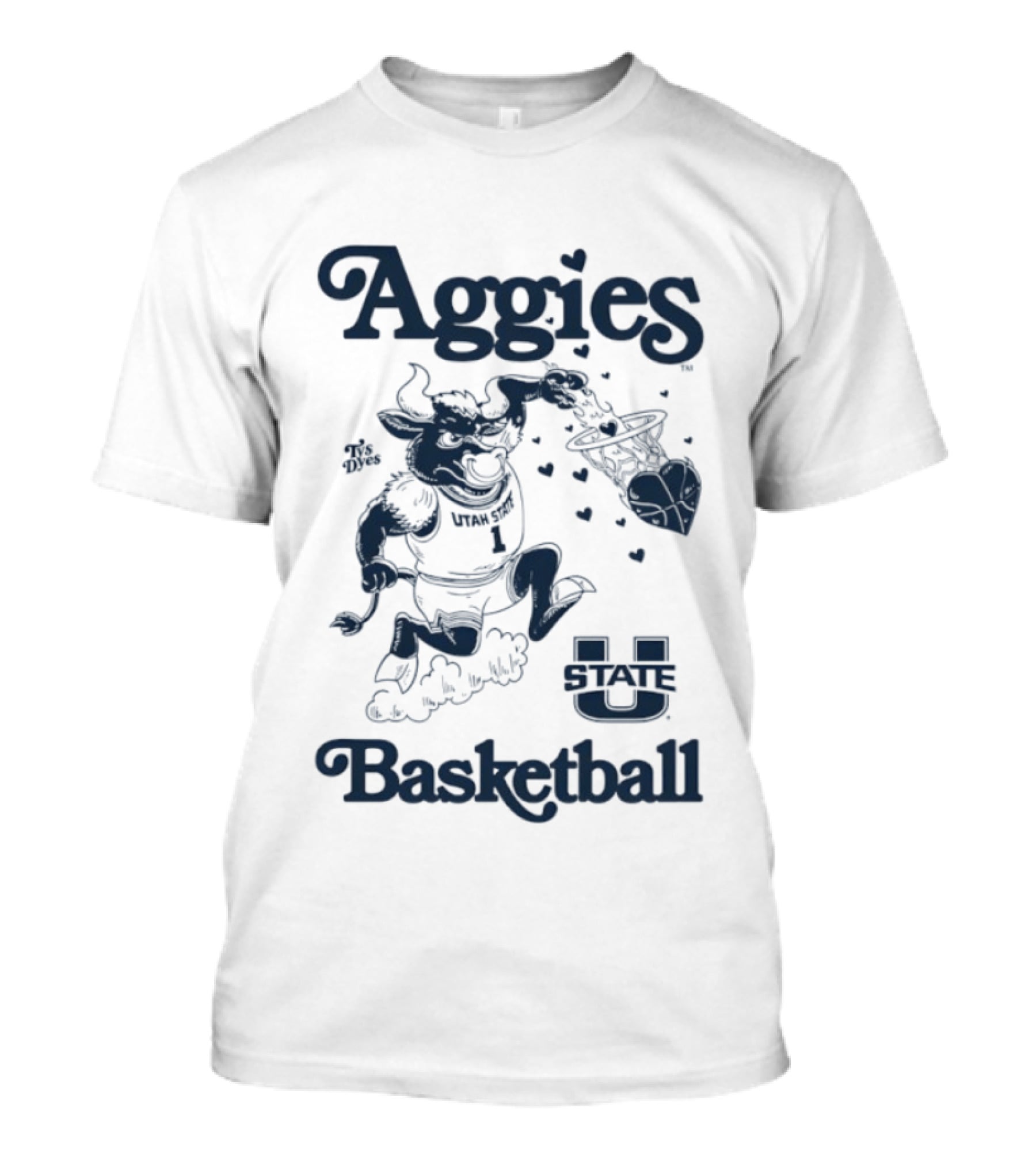 Aggies Basketball Big Blue Utah State Logo Bull Dunking T-Shirt
