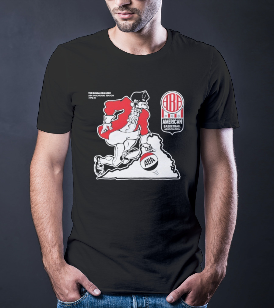 Virginia Squires ABA Basketball Map 1970s T-Shirt