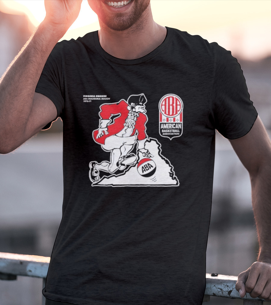 Virginia Squires ABA Basketball Map 1970s T-Shirt