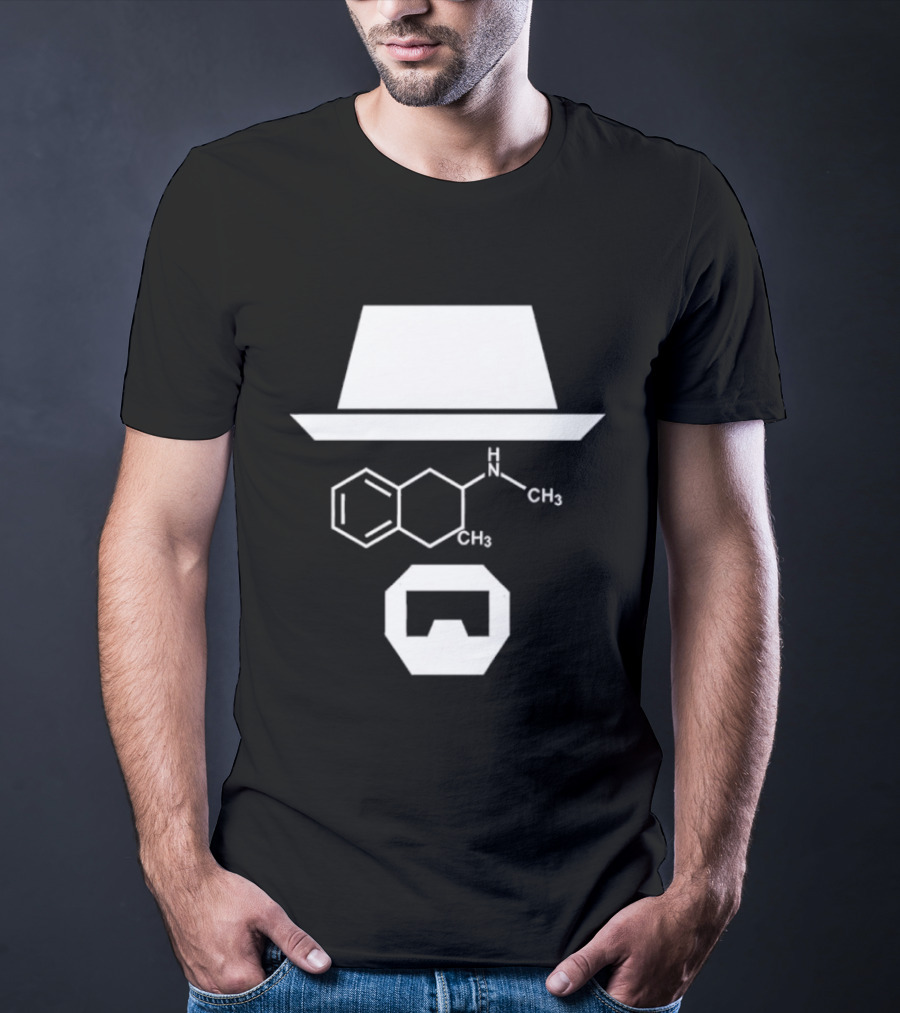 Heisenberg Hat And Methamphetamine Molecule Chemistry Breaking Bad T-Shirt