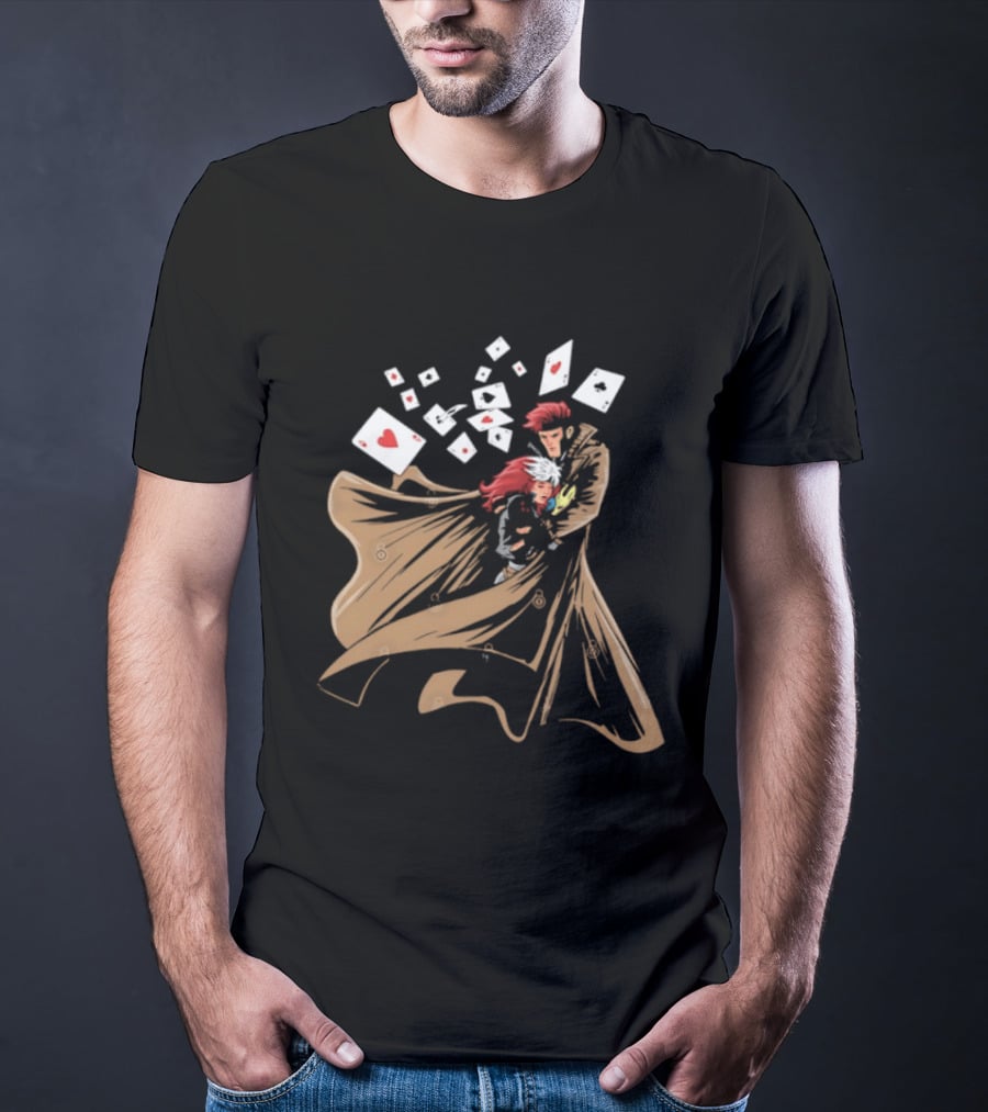Mutant Love Rogue And Gambit Playing Cards Embrace T-Shirt