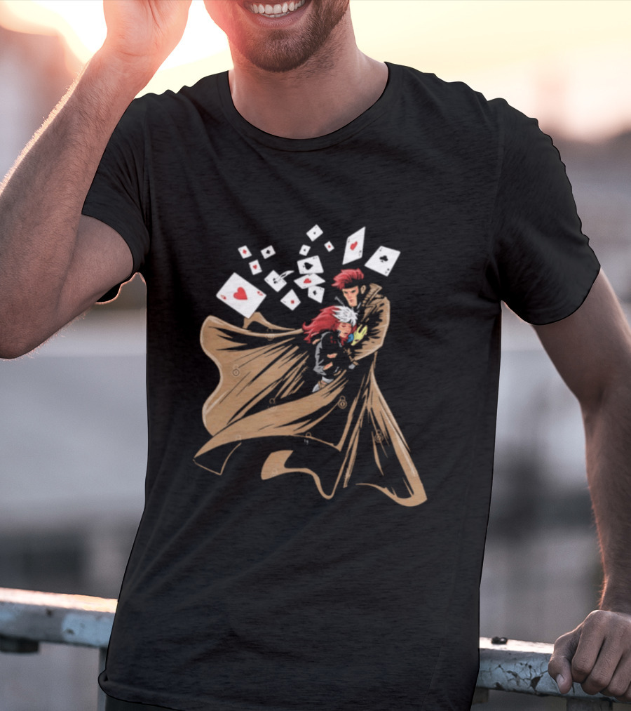 Mutant Love Rogue And Gambit Playing Cards Embrace T-Shirt