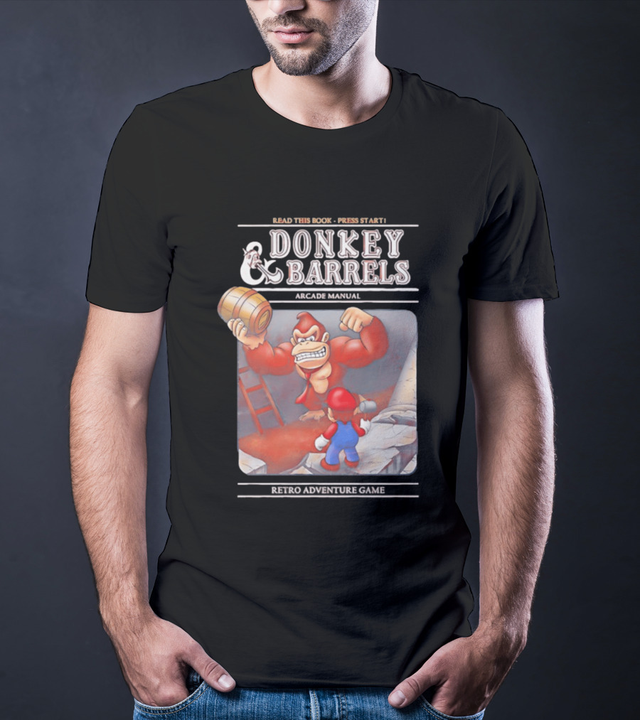 Read This Book Press Start Donkey And Barrels Arcade Manual Classic Video Game T-Shirt