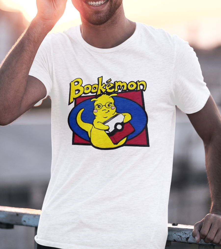 Bookemon Pikachu With Book And Pokeball T-Shirt