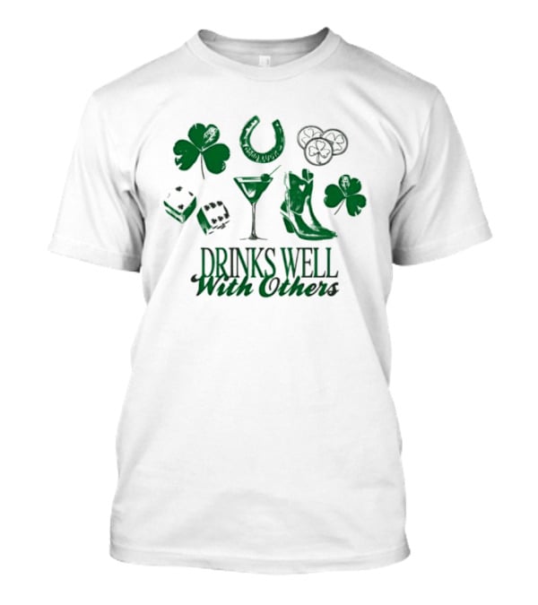 Drinks Well With Others Clover Horseshoe Dice Martini Boot T-Shirt