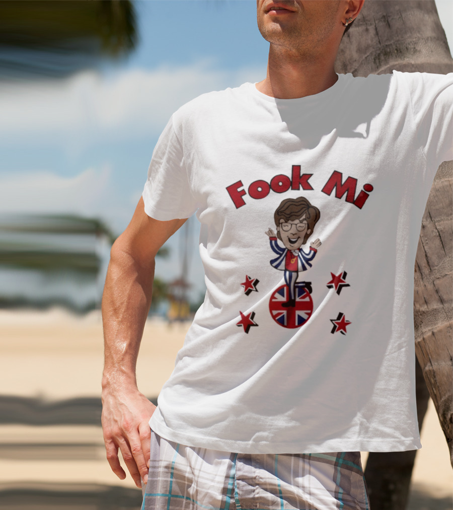 Fook Mi Austin Powers British Flag Character With Red Stars T-Shirt