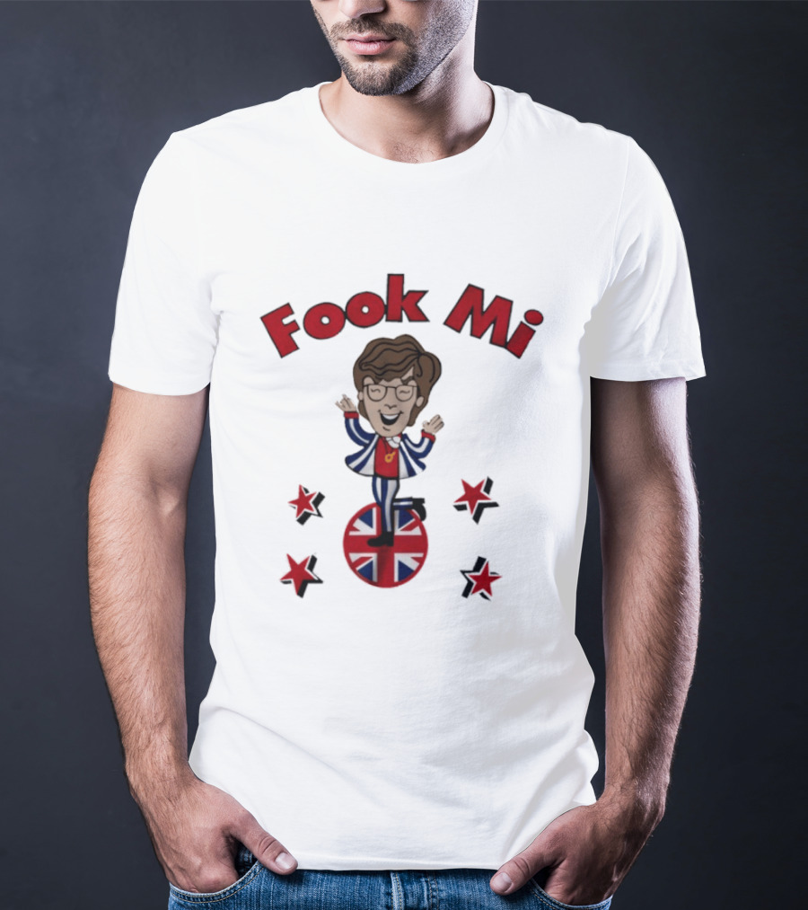 Fook Mi Austin Powers British Flag Character With Red Stars T-Shirt