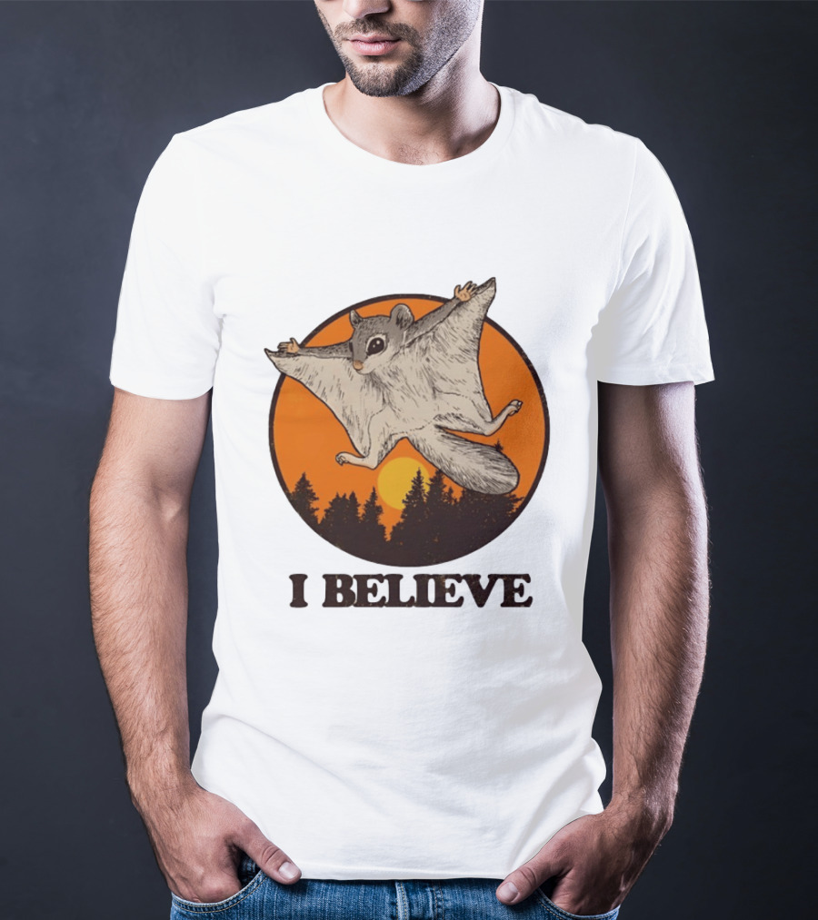 I Believe Flying Squirrel Sunset T-Shirt