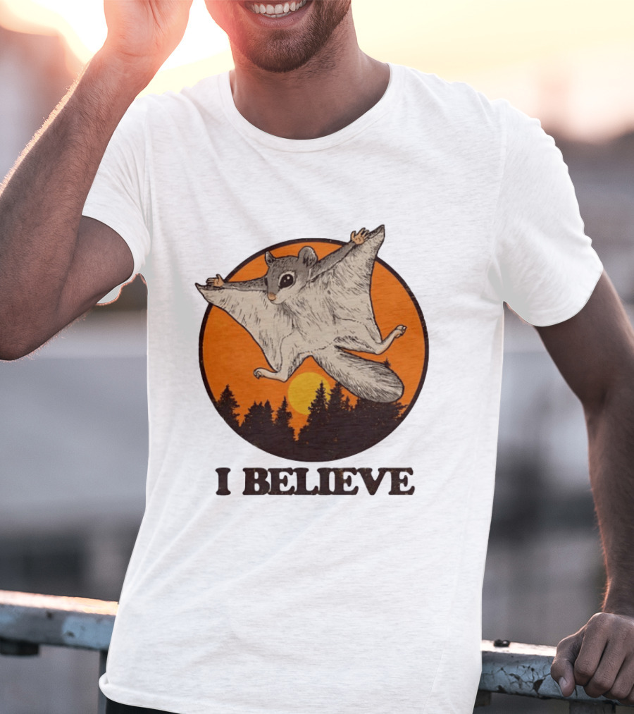 I Believe Flying Squirrel Sunset T-Shirt