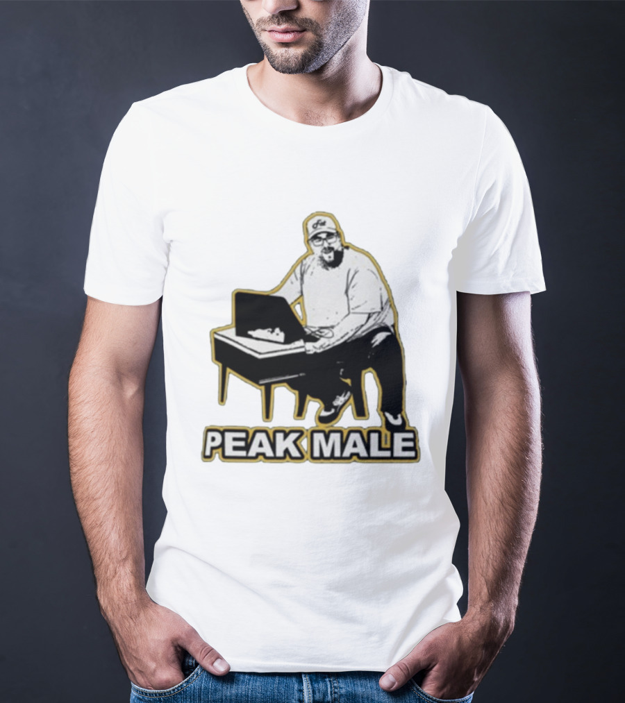 PEAK MALE Bearded Man Sitting At Desk Sketch T-Shirt