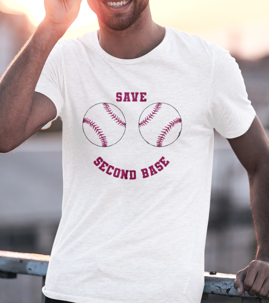 Save Second Base Breast Cancer Awareness Baseball T-Shirt