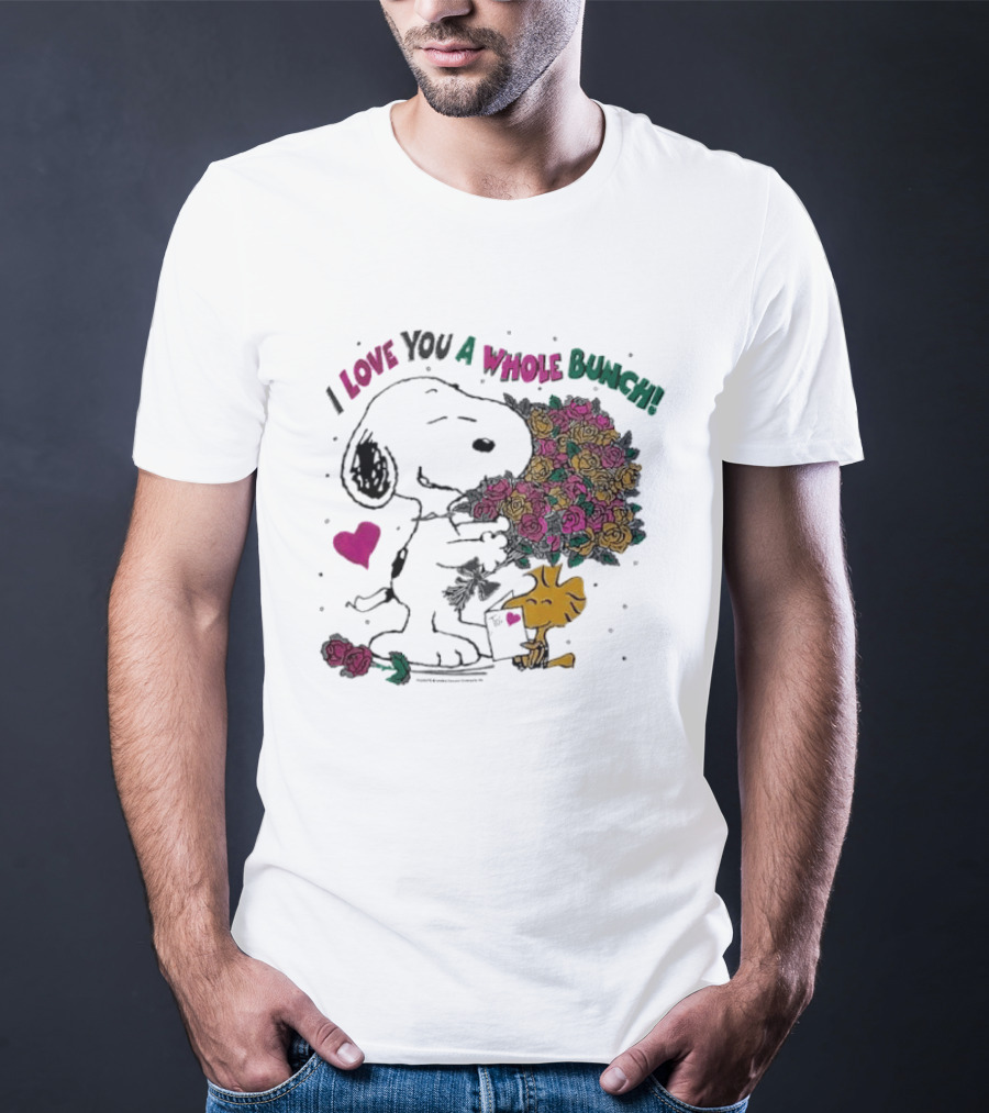 Snoopy I Love You A Whole Bunch Bouquet For Woodstock T-Shirt