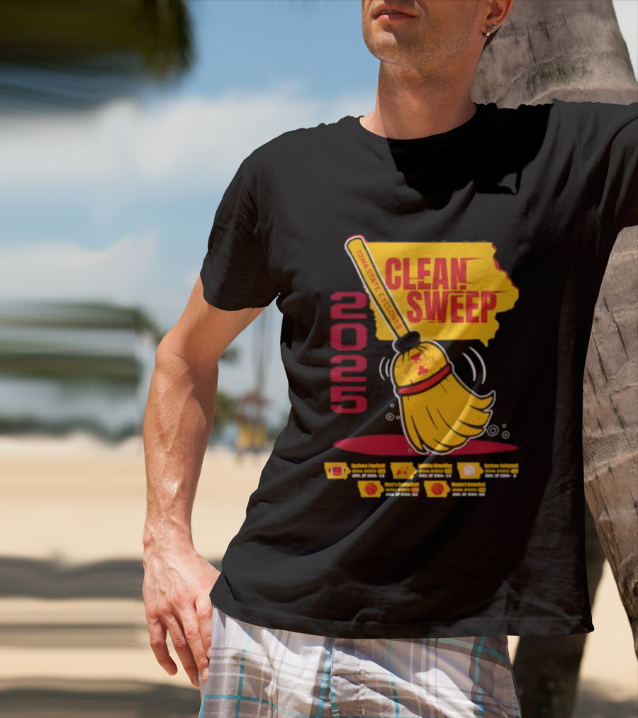 Iowa State Cyclones Clean Sweep 2025 Basketball Wrestling Volleyball Football T-Shirt