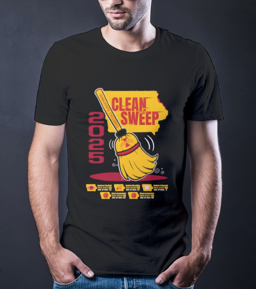 Iowa State Cyclones Clean Sweep 2025 Basketball Wrestling Volleyball Football T-Shirt