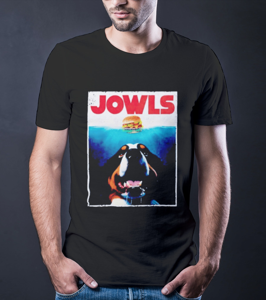 JOWLS Bernese Mountain Dog Burger Parody Jaws Movie T-Shirt