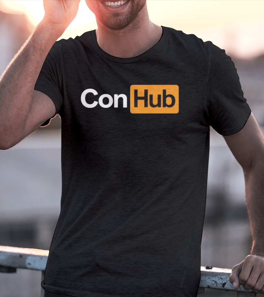 ConHub Parody Text On Orange And White T-Shirt