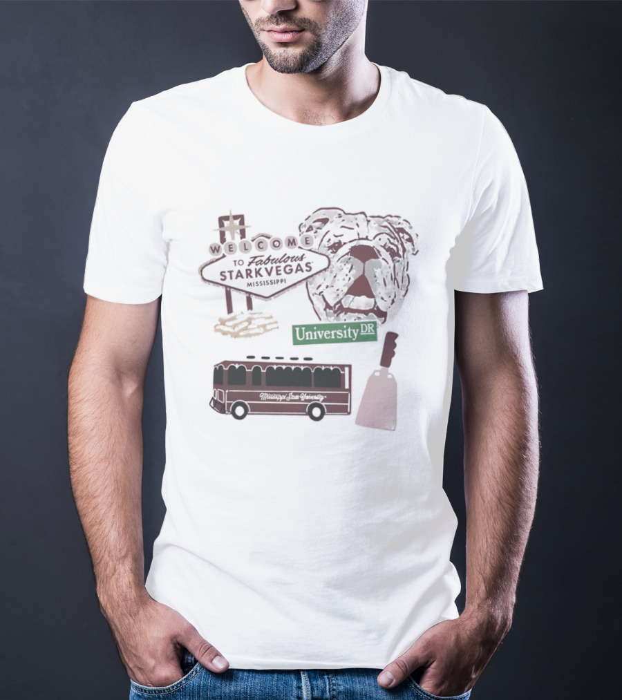 Welcome To Fabulous Stark Vegas Mississippi University DR Bulldog Trolley Cowbell T-Shirt