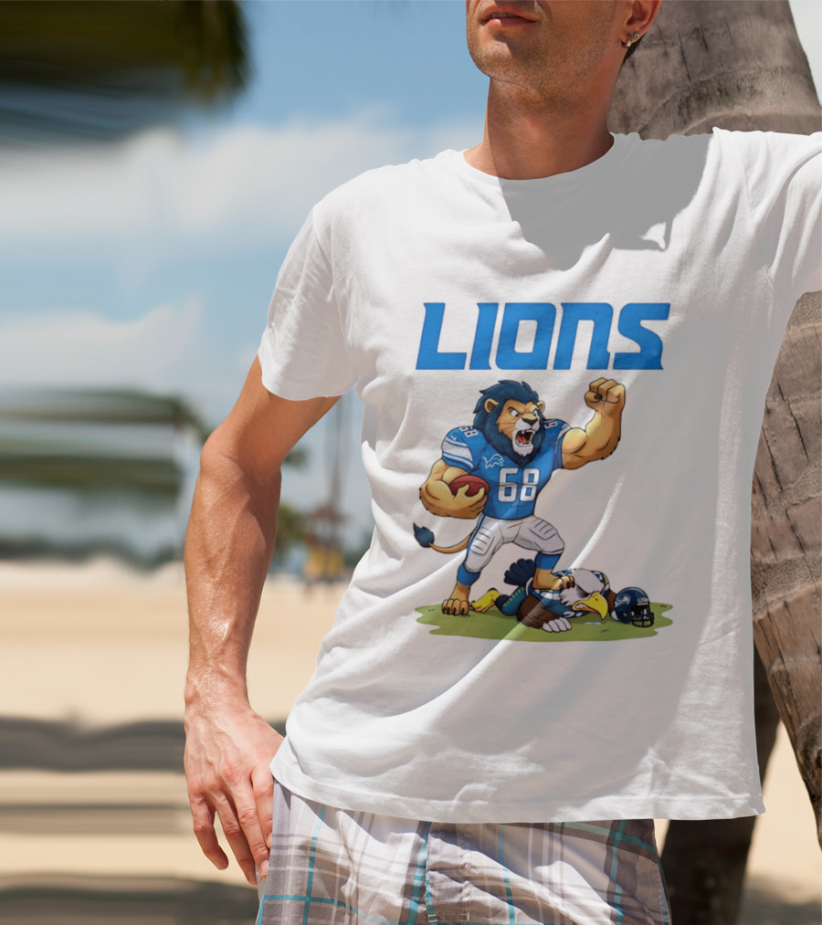 Detroit Lions Dominating Seahawks Rivalry Mascot Showdown T-Shirt