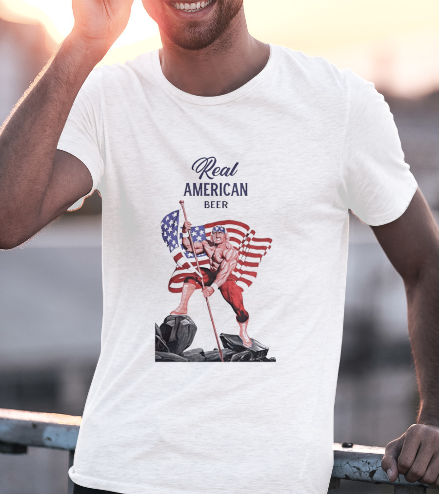 Real American Beer Hulk Hogan US Flag T-Shirt