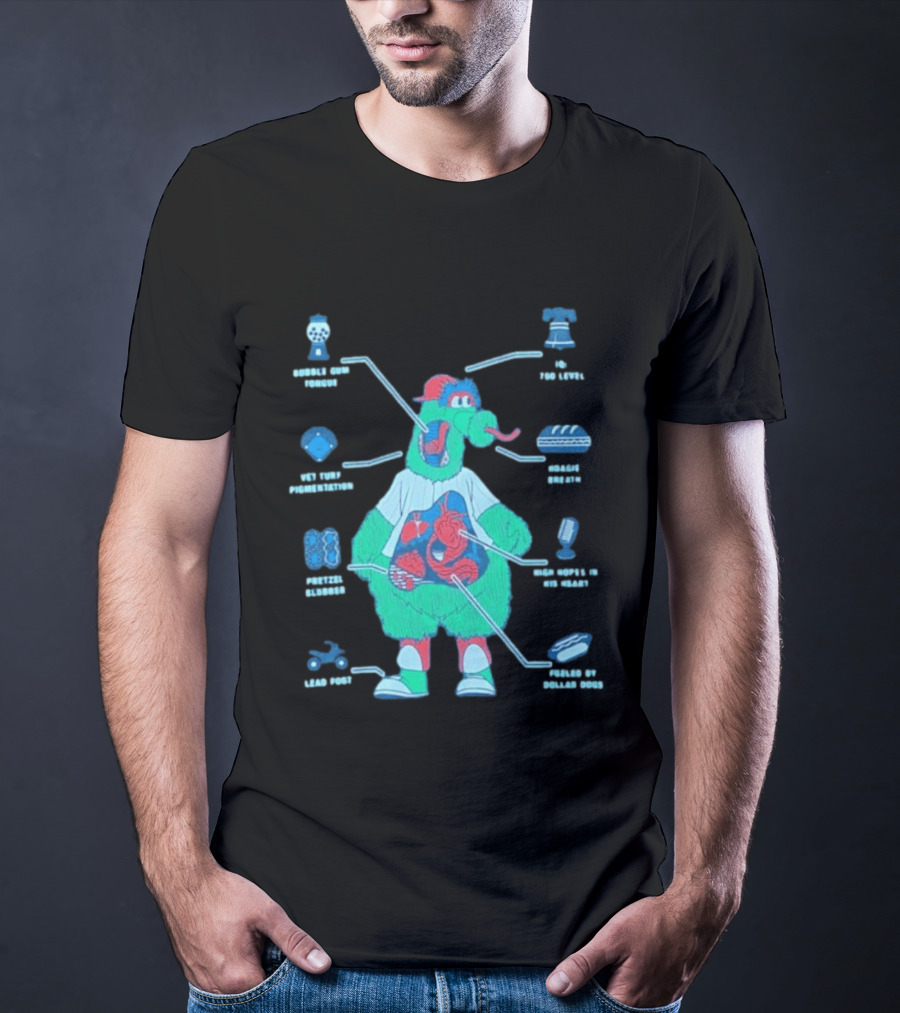 Philadelphia Phillies Phanatic Anatomy Of A Fuzz Monster T-Shirt