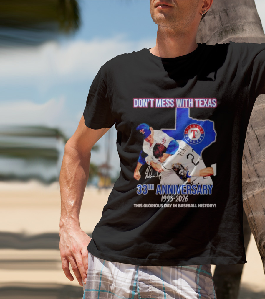 Nolan Ryan Robin Ventura Texas Rangers 33rd Anniversary 1993 2026 Baseball History T-Shirt