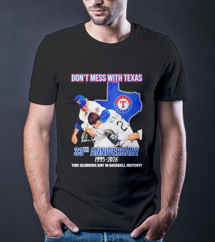 Nolan Ryan Robin Ventura Texas Rangers 33rd Anniversary 1993 2026 Baseball History T-Shirt