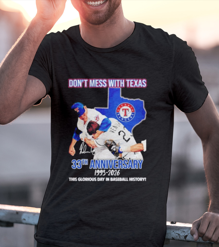 Nolan Ryan Robin Ventura Texas Rangers 33rd Anniversary 1993 2026 Baseball History T-Shirt