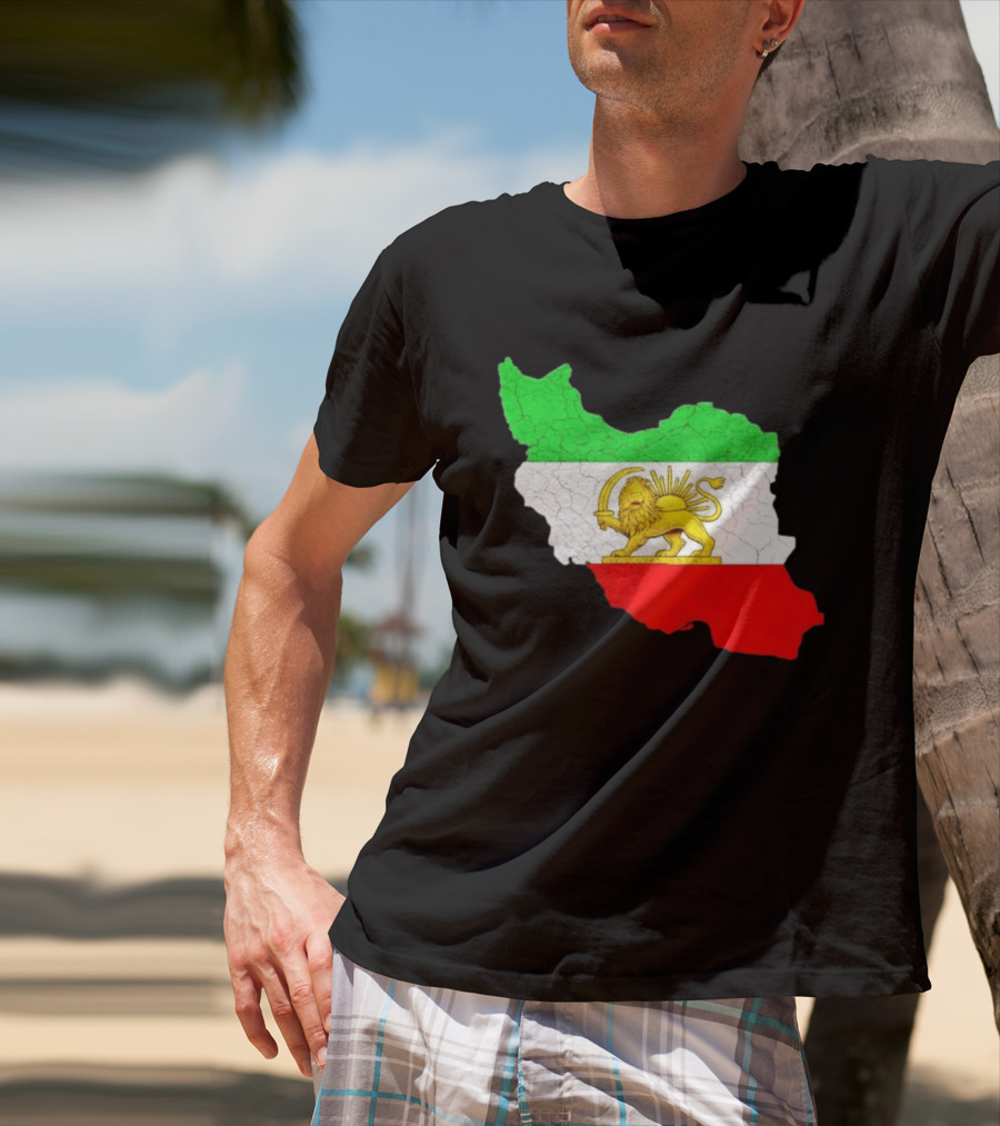 Iran Map With Lion And Sun Persian Heritage T-Shirt
