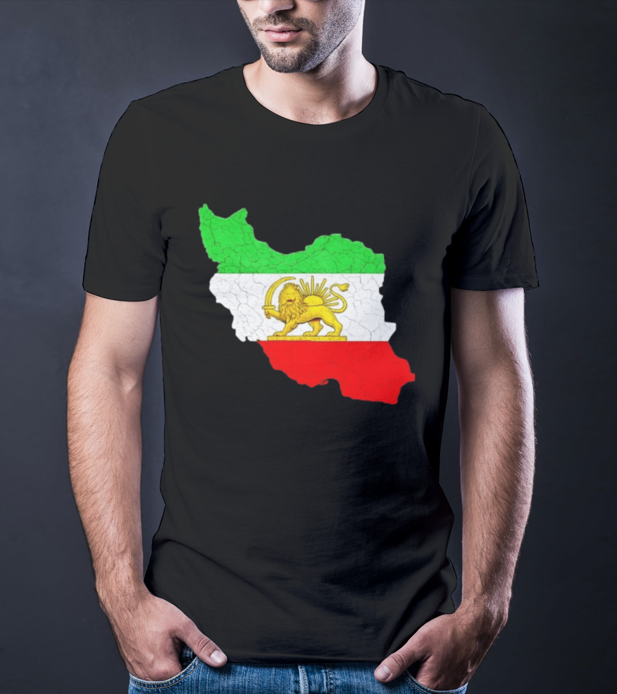 Iran Map With Lion And Sun Persian Heritage T-Shirt