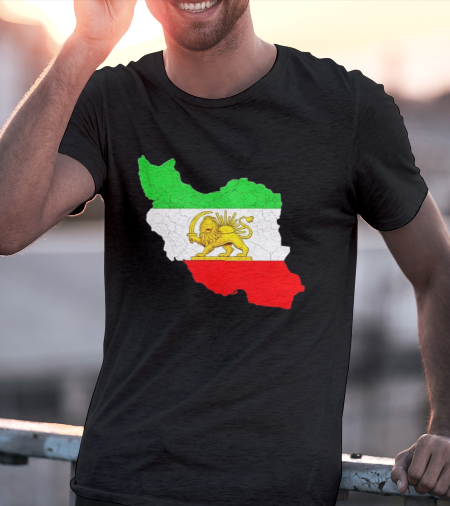 Iran Map With Lion And Sun Persian Heritage T-Shirt
