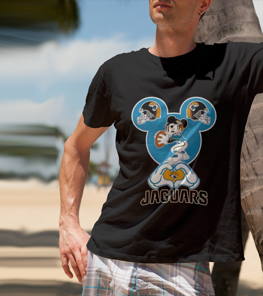 Mickey Mouse Jacksonville Jaguars Football Love Hands T-Shirt