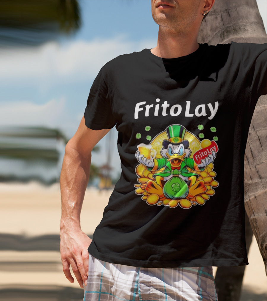 Frito Lay Scrooge McDuck St Patrick's Day Luck Coins Clover Beer T-Shirt