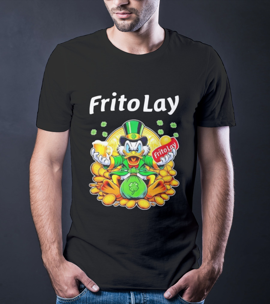 Frito Lay Scrooge McDuck St Patrick's Day Luck Coins Clover Beer T-Shirt