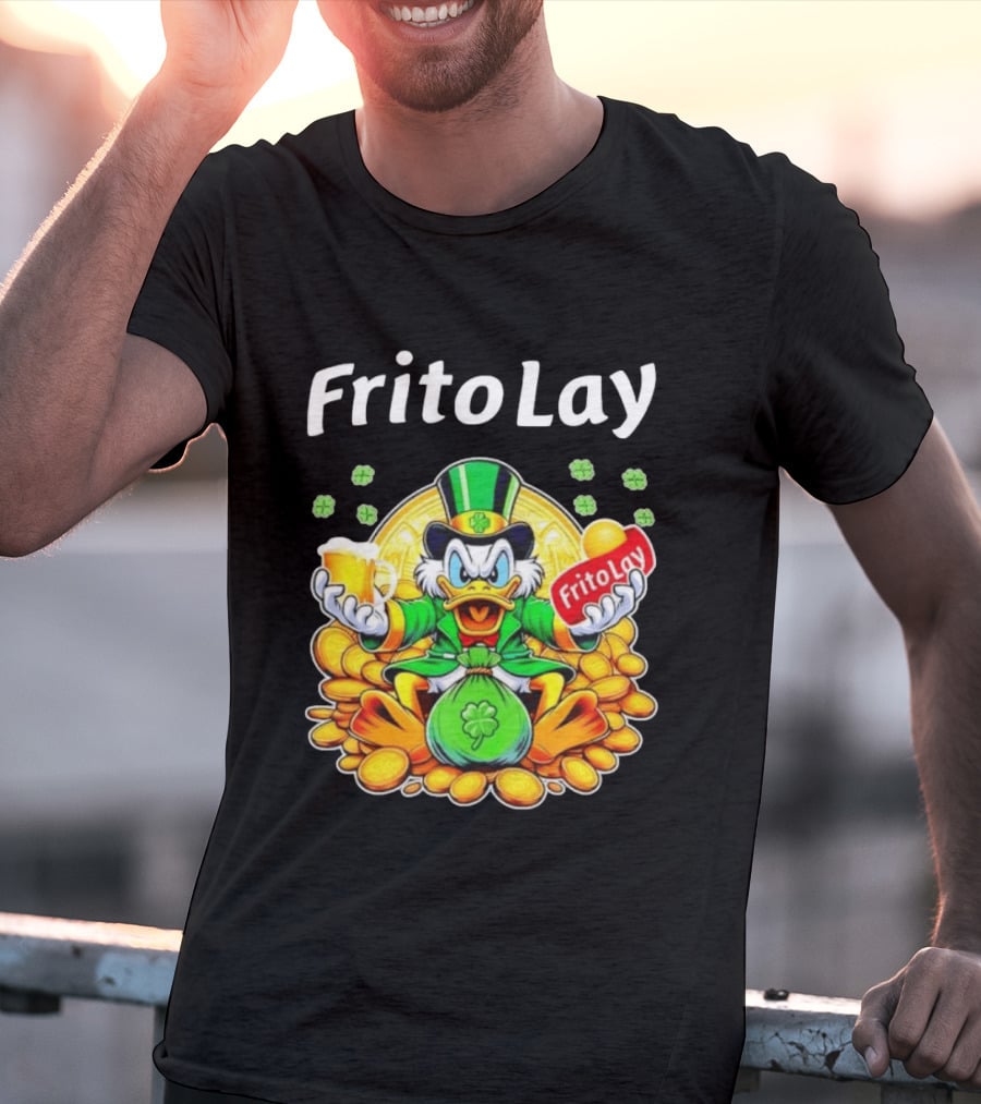 Frito Lay Scrooge McDuck St Patrick's Day Luck Coins Clover Beer T-Shirt