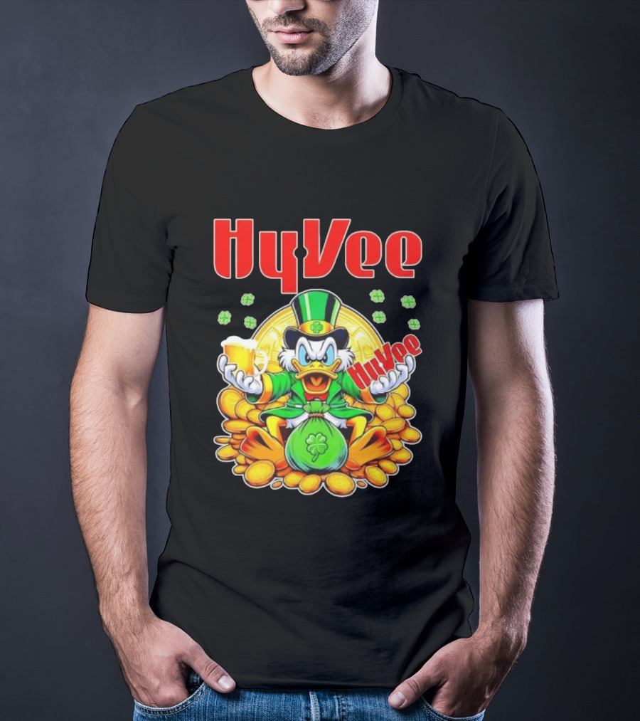 HyVee Scrooge McDuck St Patrick's Day Celebration With Gold Coins And Clover T-Shirt