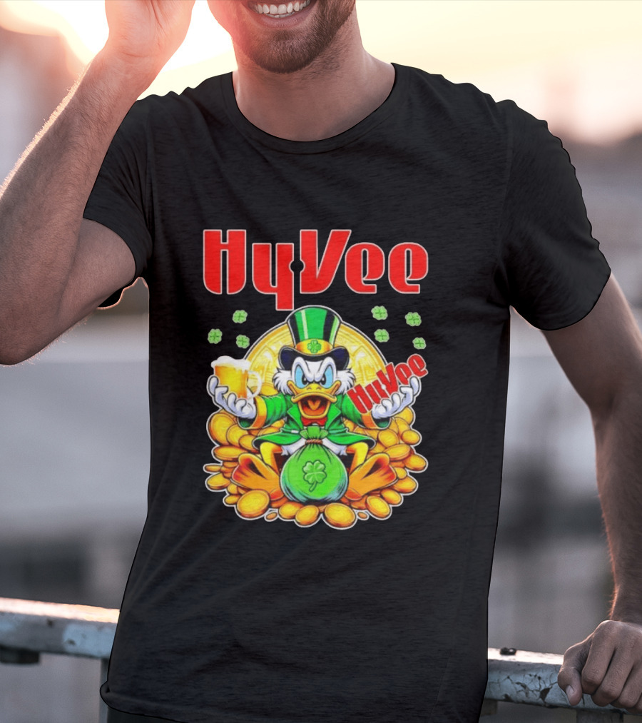 HyVee Scrooge McDuck St Patrick's Day Celebration With Gold Coins And Clover T-Shirt