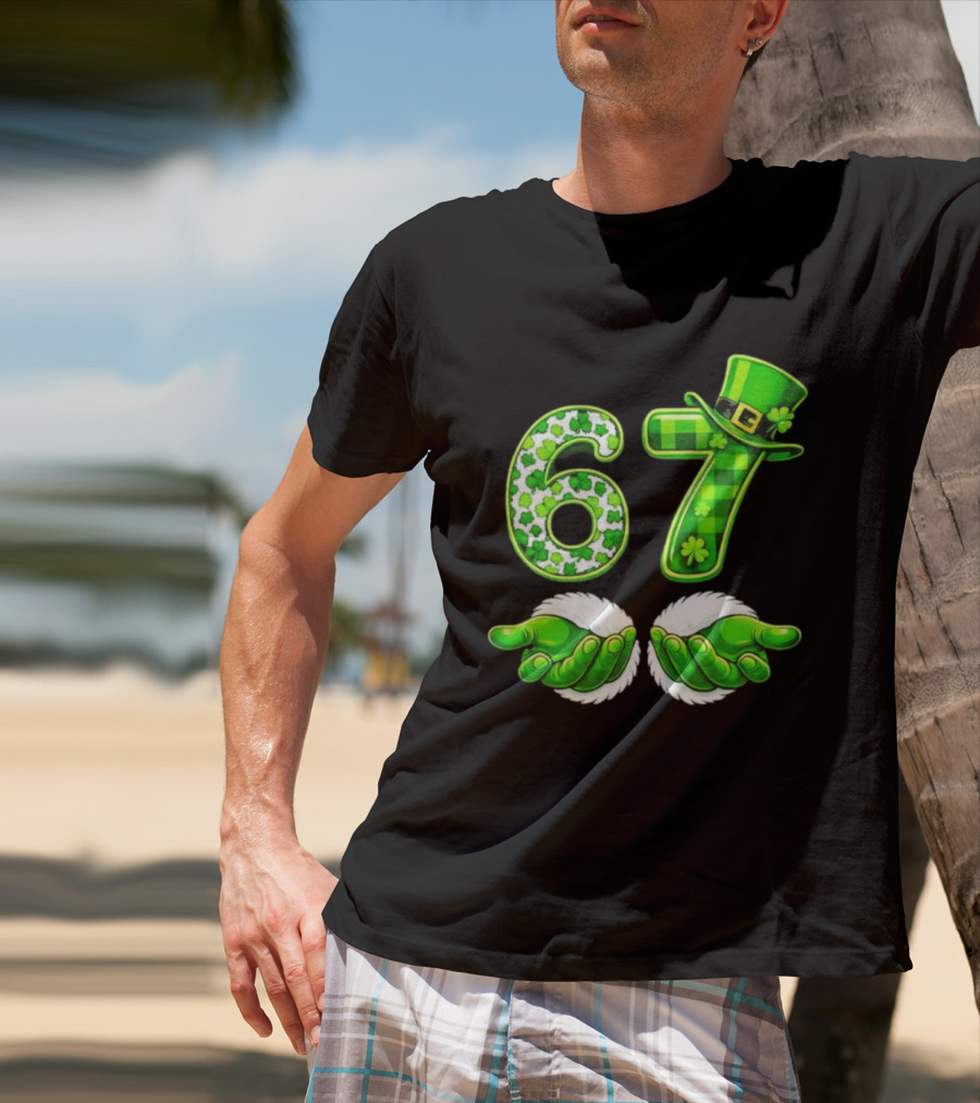 St Patricks Day 67 Shamrock Irish Clover Meme Green Hat Luck T-Shirt