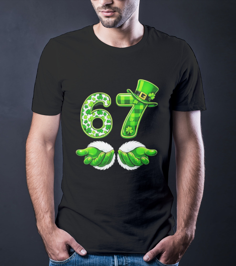 St Patricks Day 67 Shamrock Irish Clover Meme Green Hat Luck T-Shirt