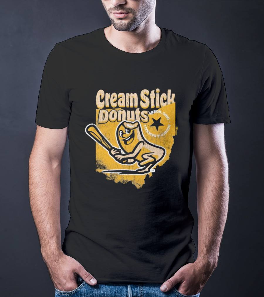 Cream Stick Donuts Ohio Baseball Star Buckeye T-Shirt